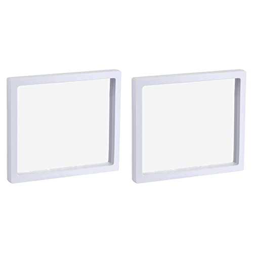 MECCANIXITY Floating Frame Display Holder Stand 3D Jewelry Display Box 7.09 x 7.09 x 0.79 inch White for Ring Necklace Bracelet Earring Pack of 2 - color: White, size: 7.09 x 7.09 x 0.79 inch