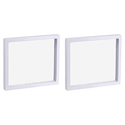 MECCANIXITY Floating Frame Display Holder Stand 3D Jewelry Display Box 7.09 x 7.09 x 0.79 inch White for Ring Necklace Bracelet Earring Pack of 2 - color: White, size: 7.09 x 7.09 x 0.79 inch