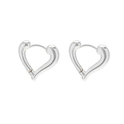 Heart Shaped Hoop Earrings for Women | 14k Gold Silver Plated, Small Heart Earring, Huggie Hoops, Lightweight, Jewelry Gifts - color: 01Heart-Silver