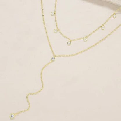 Ettika Lariat Necklace for Women. Gold Drop Necklace, Necklaces for Women. 18K Gold or Rhodium Plated Chain. Trendy Jewelry - color: N2076 Gold