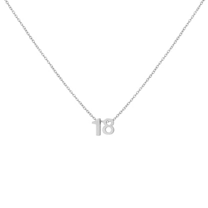 Number Necklace for Women Dainty 18K Gold Plated Pendant Necklace Charm Birth Month Personalized Jewelry Birthday Gift - color: SILVER, style: Number 18