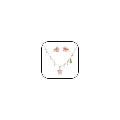 Wedding Jewelry Sets for Brides Bridesmaid Pearl Jewelry Set Fancy Gold Flower Necklace and Earrings Simple Pearl Necklace for Women Bridal Earrings Wedding Accessories Essentials Gifts - color: A3:pink flower set