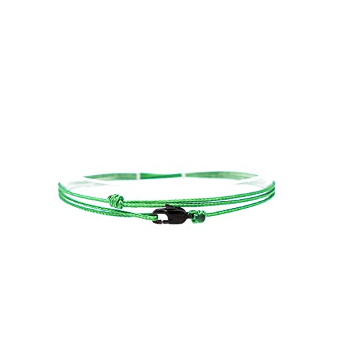 Made by Nami Surfer Anklet with Snap Hook Clasp Waterproof & Adjustable Thin String Ankle Bracelets for Women and Men Handmade Jewelry for Beach and Music Festival Accessories - color: Green Black