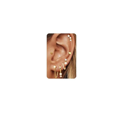 THUNARAZ 14K Gold Plated Hoop Stud Earrings for Women Hypoallergenic | Earrings Stack Non Tarnish, Stainless Steel Earrings, Cartilage Earrings for Women, Multiple Piercing Drop Dangle Earrings