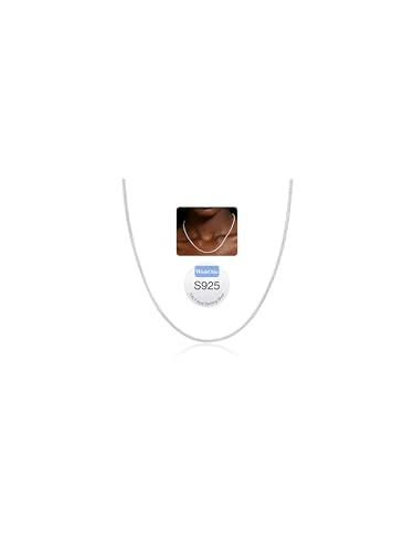 18k Gold Plated Sterling Silver Snake chain Necklace for Women, 925 Silver 1.5mm Cable Snake chain Necklace Thin & Dainty & Sturdy Wear Special Occasions & Gifts,14/16/17/18/20/22/24 Inches - color: Shiny Silver, size: 22 Inch
