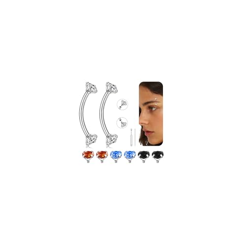 16G Eyebrow Piercing Jewelry 316L Stainless Steel | Internally Threaded CZ, 6-14MM, Multi-Purpose: Rook, Lip, Navel, Ear, For Women - style: 14MM