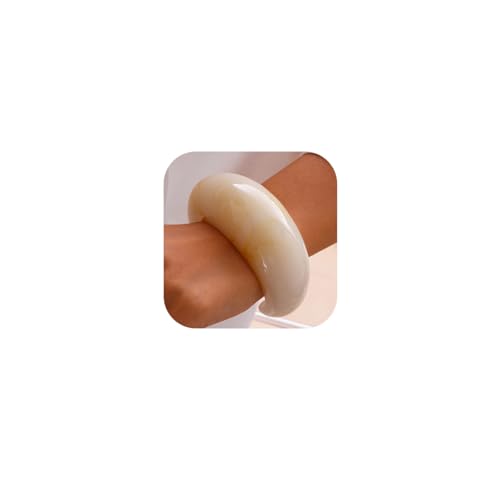 Chunky Acrylic Cuffs Bracelets for Women Acrylic Cuff Resin Open Bangle Vintage Jewelry (Beige A)