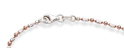 Miabella Italian 925 Sterling Silver Anklet for Women | Bead Ankle Bracelet | Bead Ankle Bracelet, Diamond-Cut, Fine Jewelry, Made in Italy - color: rose-gold-plated-silver, size: Length 11 Inches (Large)