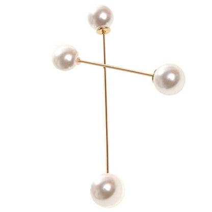2-Piece Faux Pearl Brooch and Scarf Clip Set, Alloy Lapel Pins for Sweaters, Scarves and Formal Occasions