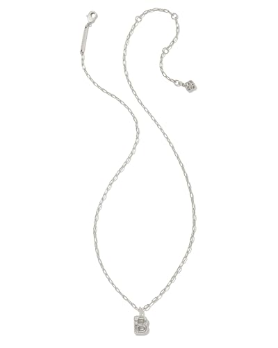 Kendra Scott Crystal Letter Short Pendant Necklace, Fashion Jewelry for Women - color: Letter B (RHODIUM-PLATED)