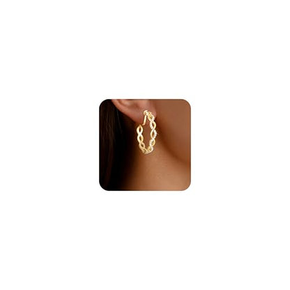 Clip On Hoop Earrings for Women Lightweight - Silver Twisted Clip-on Hoop Earings With Cubic Zirconia Fake Non Pierced Ears Jewelry - style: CZ-G25mm