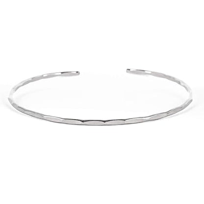 Thin Hammered Cuff, in Solid Sterling Silver, 14K Gold Fill, and Rose Gold Fill; Delicate Handmade Stacking Bracelet for Women by Lotus Stone Design - color: Silver, size: Medium