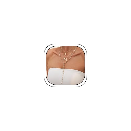 Frodete Gold Lariat Necklace for Women Long Gold Drop Necklace with Clear Beads Adjustable Y Necklace for Dresses Party Vacation - color: C2:pearl long necklace