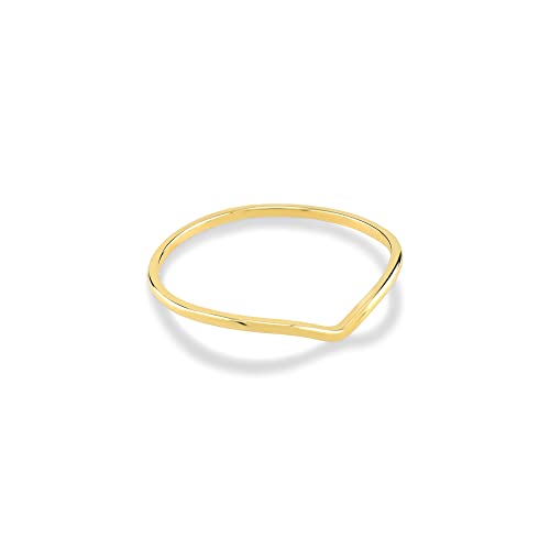Gelin 10K Solid Gold Chevron Ring for Women - Dainty V Shape Stacking Band - Minimalist Wedding Ring