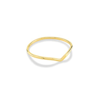 Gelin 10K Solid Gold Chevron Ring for Women - Dainty V Shape Stacking Band - Minimalist Wedding Ring