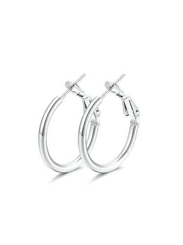 FindChic Thin Hoop Earrings for Women,Silver/Black/Gold Plated 20-100mm - color: Silver, size: 20mm