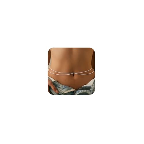 CHESKY Silver Plated Waist Chain Body Chain Jewelry, Belly Chain for Women - style: 4