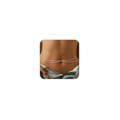 CHESKY Silver Plated Waist Chain Body Chain Jewelry, Belly Chain for Women - style: 4