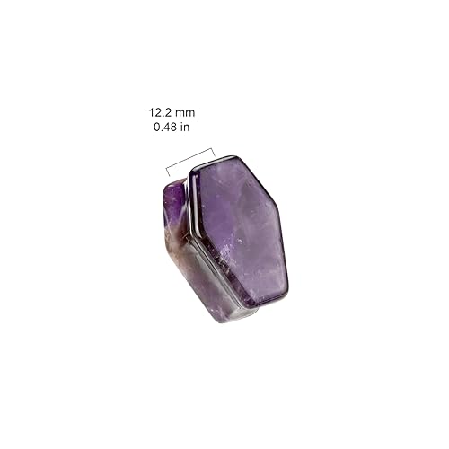 Pierced Owl Coffin Shaped Amethyst Stone Double Flared Plugs, Sold as a Pair - style: 12mm (1/2")