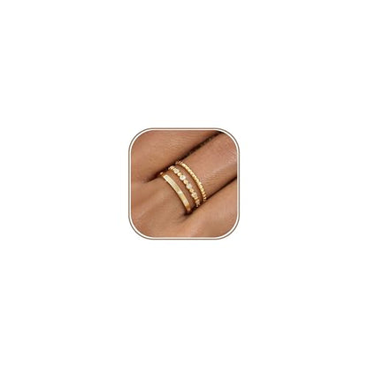KAERUN Stackable Gold Rings for Women Non Tarnish Dainty 14K Gold Plated Stacking Rings Cubic Zirconia Thumb Ring Set Trendy Statement Wedding Bands Promise Engagement Rings for Women Size 6-10 - style: stack-B