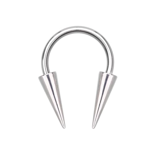 Pierced Owl 14-20GA Stainless Steel Horseshoe Circular Barbell with Long Spikes - color: Silver Tone