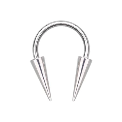 Pierced Owl 14-20GA Stainless Steel Horseshoe Circular Barbell with Long Spikes - color: Silver Tone