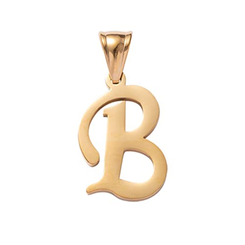 Initial Charms Gold Initial Pendant 14k Gold Letter Charm Name Pendant for Women and Men - style: B