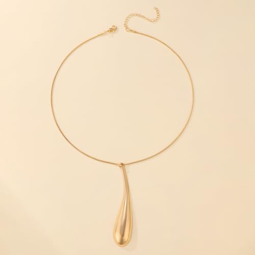 Round Teardrop Necklace Bracelet Ring Jewelry Set Gold Plated Chunky Statement Jewelry Set for Women Simple Elegant Jewelry - color: goldA