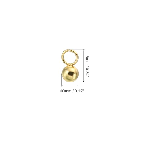 PATIKIL 50pcs Steel Bead Charm, Stainless Steel Ball Bracelet Charm Pendants Metal Round Beads Small Bulk for Jewelry Making - color: Gold Tone, size: 3mm
