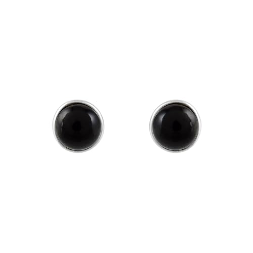 5 MM Natural Gemstone 925 Sterling Silver Hypoallergenic Studs Earrings Jewelry for Women Dainty Trendy Antiqued Silver Birthstone Earrings Jewelry Gifts for Women and Her - color: Black Onyx