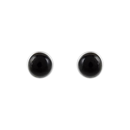 5 MM Natural Gemstone 925 Sterling Silver Hypoallergenic Studs Earrings Jewelry for Women Dainty Trendy Antiqued Silver Birthstone Earrings Jewelry Gifts for Women and Her - color: Black Onyx