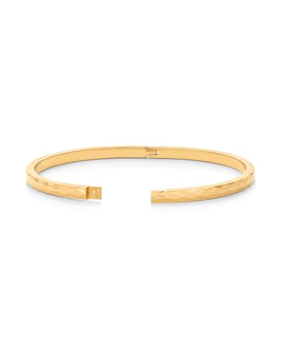 PAVOI Waterproof Bangle Bracelets for Women - 14K Gold Plated Quilted Bangle Stack - Stainless Steel Dainty Gold Bracelet Trendy Summer Fashion Jewelry - color: Yellow Gold, size: 6.5 Inches