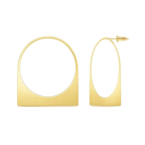Large Chunky Gold Hoop Earrings for Women – Expensive Hollow Geometric Stainless Steel Statement Dangle Earrings with Textured Big Circle Design, Modern Metallic Fashion Jewelry Gift - color: Gold