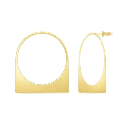 Large Chunky Gold Hoop Earrings for Women – Expensive Hollow Geometric Stainless Steel Statement Dangle Earrings with Textured Big Circle Design, Modern Metallic Fashion Jewelry Gift - color: Gold