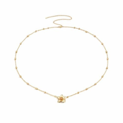 Alloy Waist Chain for Women, Adjustable Body Chain Belt, Layered Bikini Belly Chain, Jewelry for Beach Wear, Summer, Wedding, Festival, Party and Concert - color: Flower Pendant Chain