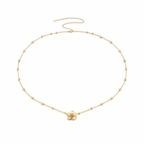 Alloy Waist Chain for Women, Adjustable Body Chain Belt, Layered Bikini Belly Chain, Jewelry for Beach Wear, Summer, Wedding, Festival, Party and Concert - color: Flower Pendant Chain