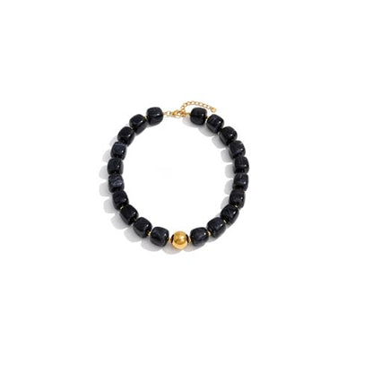 Mchic Colorful Beaded Choker Necklace for Women: Boho Large Square Acrylic Beaded Necklace Stainless Steel Adjustable Surfer Beach Strand Necklaces Summer Handmade Jewelry Gift for Women - color: Black