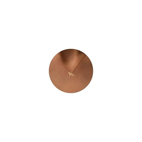 LLWOM Gold Necklace for Women-14k Gold Plated Infinity Necklace Star Of David Necklace Evil Eye Cross Pendants Heart Dainty Gold Necklace For Women - color: Gold-Horse