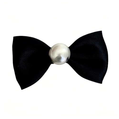 Black Bow Hair Clip with Pearl Accent, Elegant Hair Barrette for Women and Girls, Single Pack