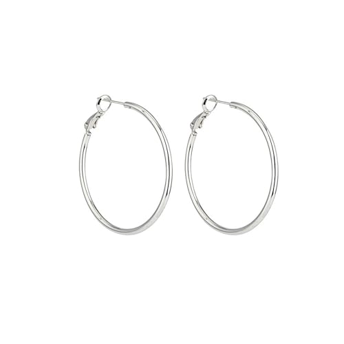 Lightweight Surgical Stainless Steel Hoop Earring for Women, Silver Hoop Earrings for women,925 Sterling Silver Post Hypoallergenic, Daily Wear Versatile Hoops 25/30/40/50mm - size: 30/40/50mm