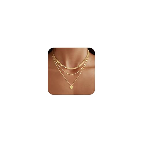 14K Gold Plated Layered Necklaces For Women Gold Necklace Set, Cuban Link, Snake Chain, Paperclip Layered Chains, Twisted Rope and Twisted Chain, Trendy Layering Necklace