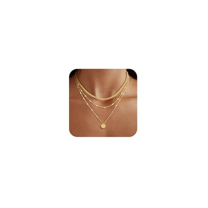 14K Gold Plated Layered Necklaces For Women Gold Necklace Set, Cuban Link, Snake Chain, Paperclip Layered Chains, Twisted Rope and Twisted Chain, Trendy Layering Necklace