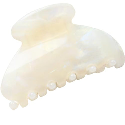 Handmade Celluloid Acetate French Design Barrettes Tortoise Shell Claws Hair Claw Luxury Fashion Accessories Hair Clip for Women (jade white) - color: jade white