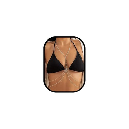 Multi-Layer Rhinestone Body Chain for Women Gold/Silver Tone Chest & Back Chain Beach Party Nightclub Jewelry - color: Silver zirconium