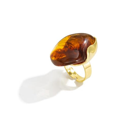 Irregular Amber Resin Vintage Statement Open Ring for Women Knuckle Retro Chunky Geometric Acrylic Transparent Finger Rings Adjustable Aesthetic Y2k Thick Stackable Prom Costume Jewelry Gifts