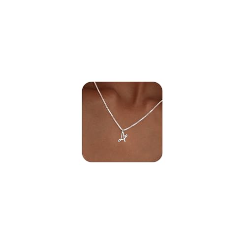 Initial Necklaces for Women Trendy, Dainty Silver Letter Necklace Cute Pendant Choker Name Necklace Personalized Costume Monogram Silver Jewelry Necklace for Women Valentines Gifts - color: Silver, style: Silver A