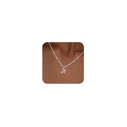 Initial Necklaces for Women Trendy, Dainty Silver Letter Necklace Cute Pendant Choker Name Necklace Personalized Costume Monogram Silver Jewelry Necklace for Women Valentines Gifts - color: Silver, style: Silver A