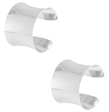 2Pcs Cuff Bangle Bracelet for Women Open Wide Wire Bracelets Gold Wrist Cuff Wrap Bracelet Adjustable - color: Silver3