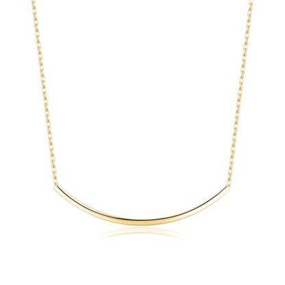 SLUYNZ Solid 925 Sterling Silver Minimalist Bar Choker Necklace for Women Teens Curved Tube Bar Pendant Necklace - color: B-18K Gold Plated