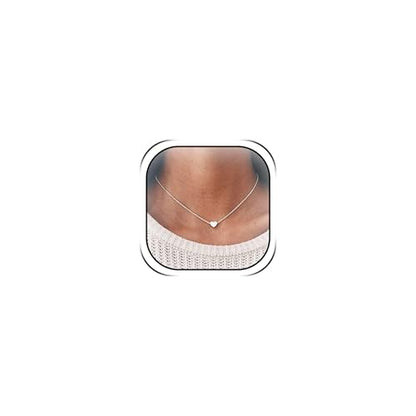 YANCHUN Layered Necklaces for Women Gold Necklace Stack Star Heart Choker Dainty Necklace Love Heart Chain Jewelry Gifts for Women - color: 2: Silver Heart Choker